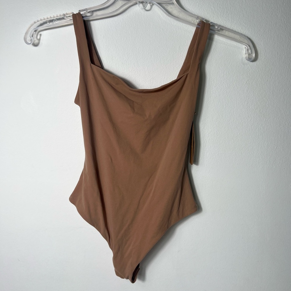 Skims Fits Everybody Square Neck Thong Bodysuit in Sienna - Picture 6 of 12